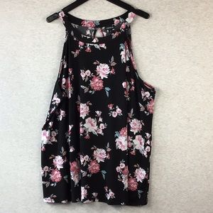 Torrid Flowy Halter Top Size 3 (3X) Black Pink Floral